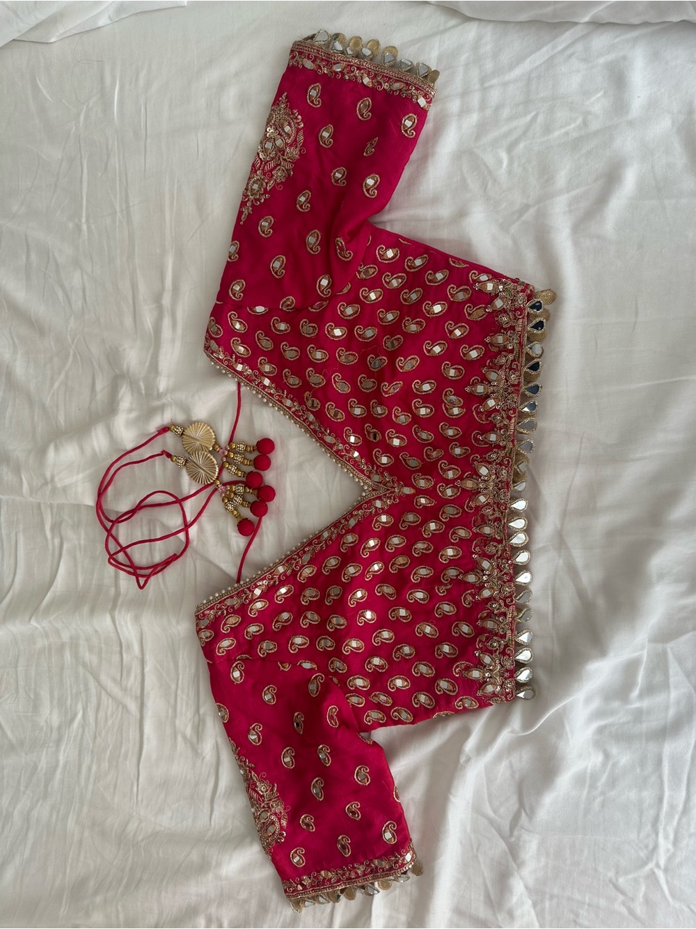 Fuchsia A-Line Embroidered Lehenga Skirt with Gold Detailing - Picture 4 of 16